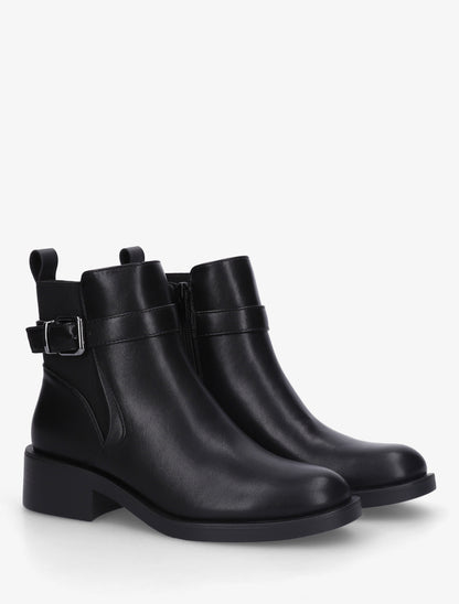 Bottines plates en simili - Noir - 4