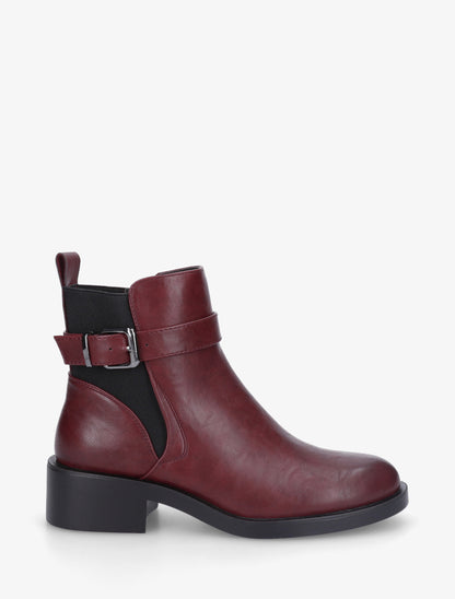 Bottines plates en simili - Bordeaux - 1