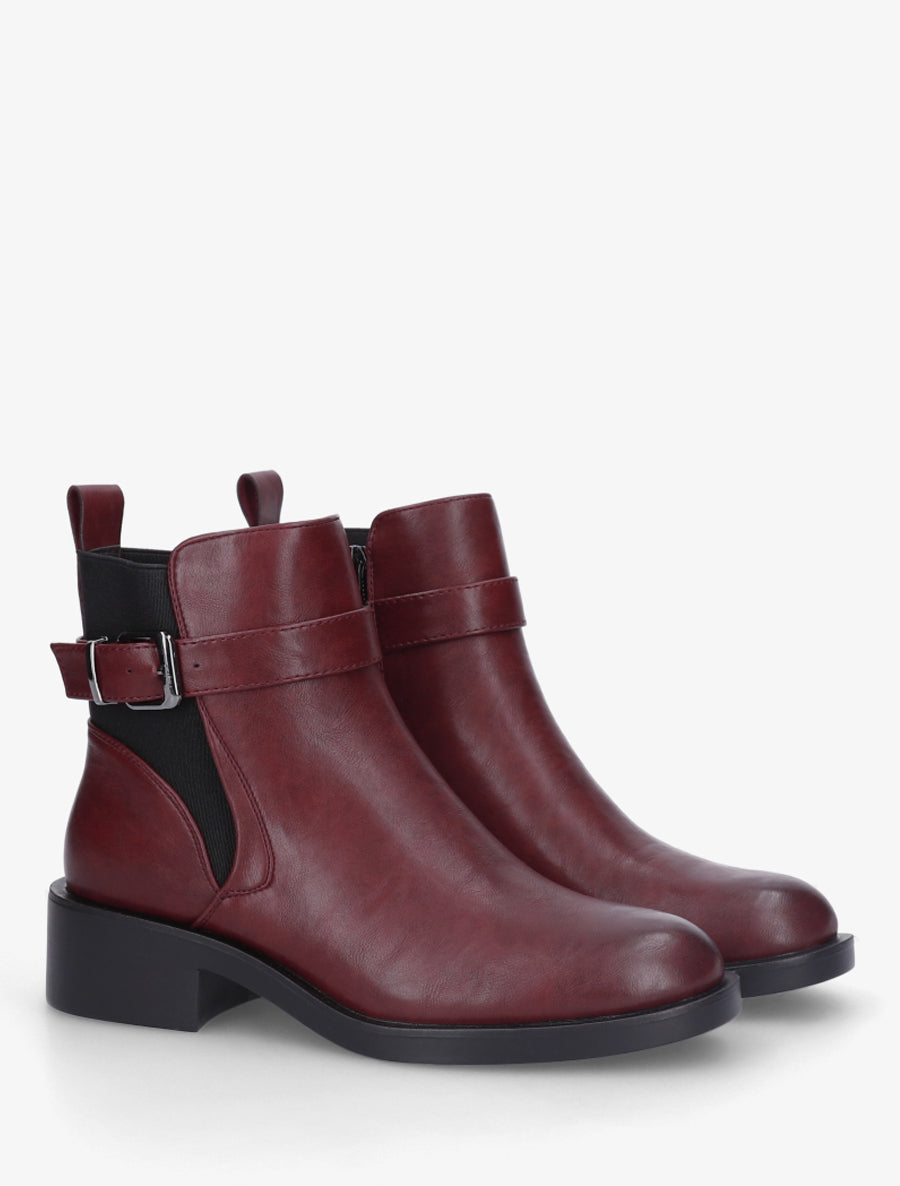 Bottines plates en simili - Bordeaux - 4