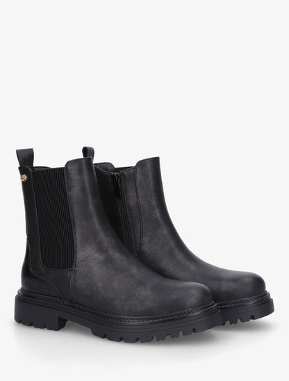 Bottines à semelle crantée et contrefort croco - Noir - 4