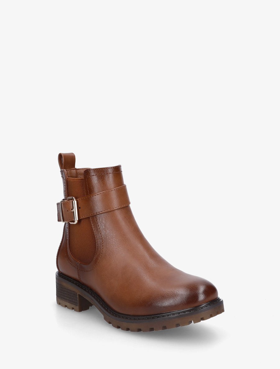 Bottines à boucle et semelle crantée - Camel - 2