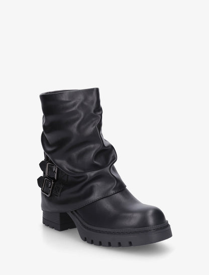 Bottines montantes à revers et boucles - Noir - 2