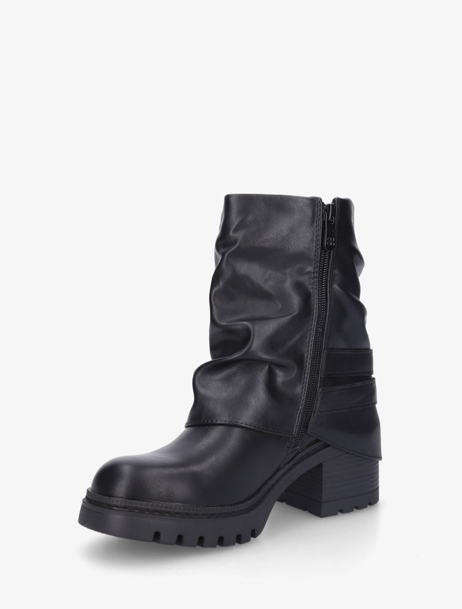 Bottines montantes à revers et boucles - Noir - 3