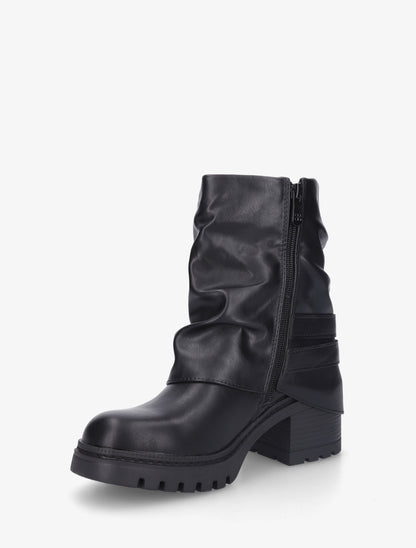 Bottines montantes à revers et boucles - Noir - 3