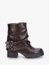 Bottines montantes à revers et boucles - Marron - 1