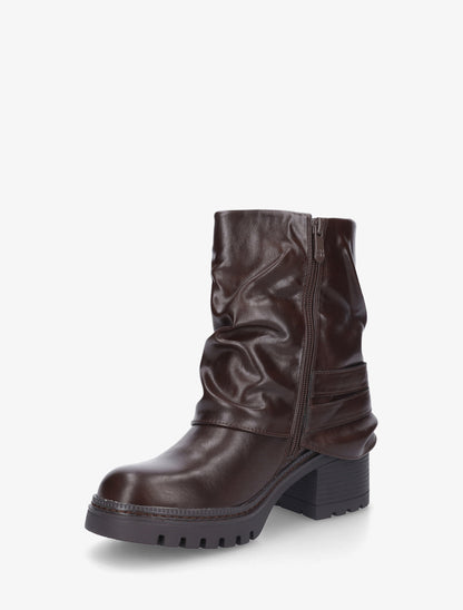 Bottines montantes à revers et boucles - Marron - 3