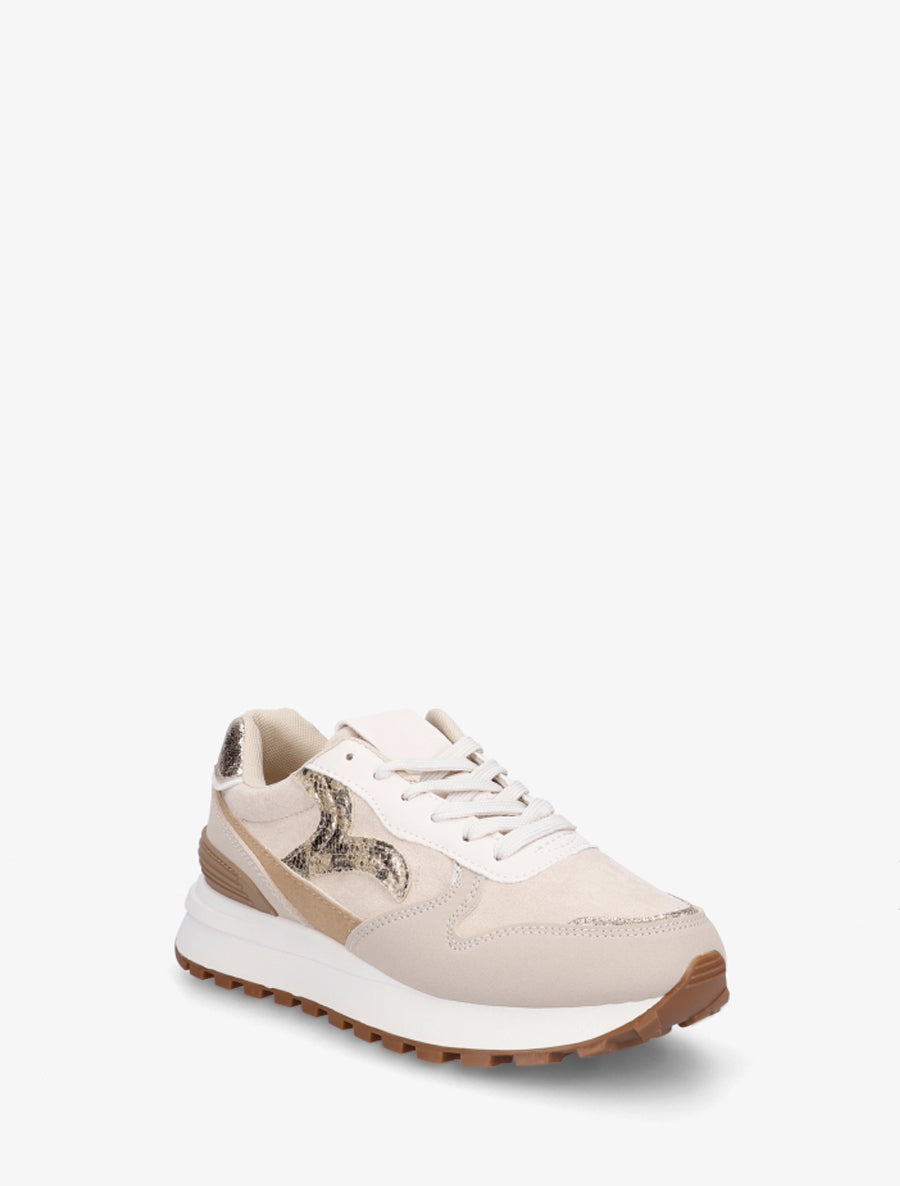 Baskets bimatière à contrefort nacré - Beige - 2