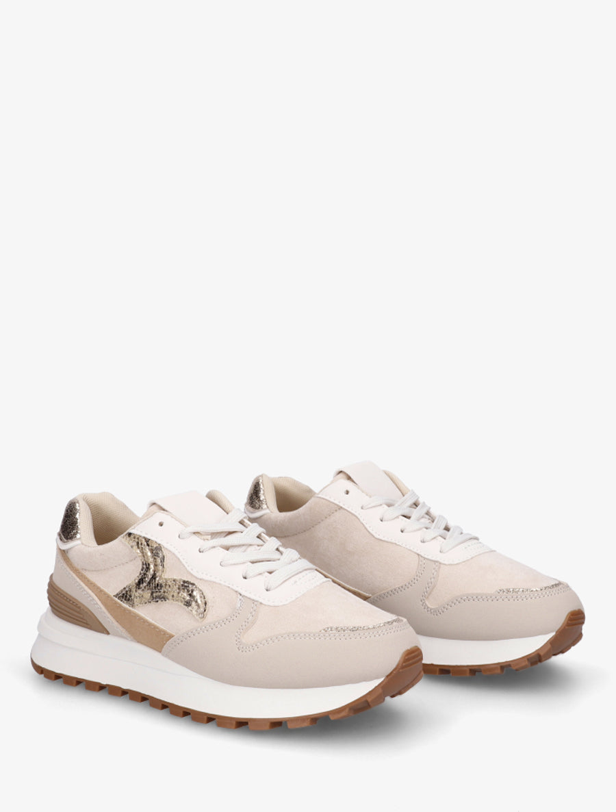 Baskets bimatière à contrefort nacré - Beige - 4