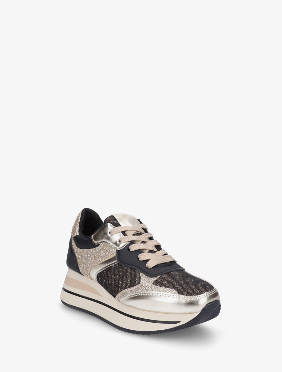 Baskets pailletées à plateforme - Noir - 2