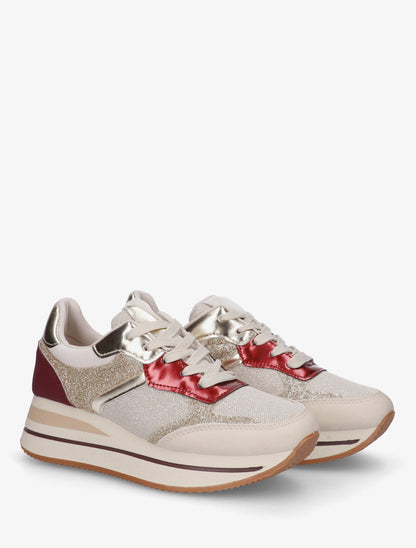 Baskets pailletées à plateforme - Rouge - 4