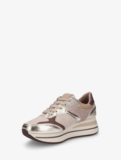 Baskets pailletées à plateforme - Taupe - 3