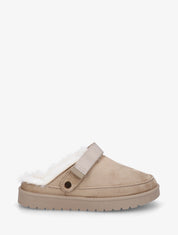 Mules fourrées en suédine - Taupe - 1