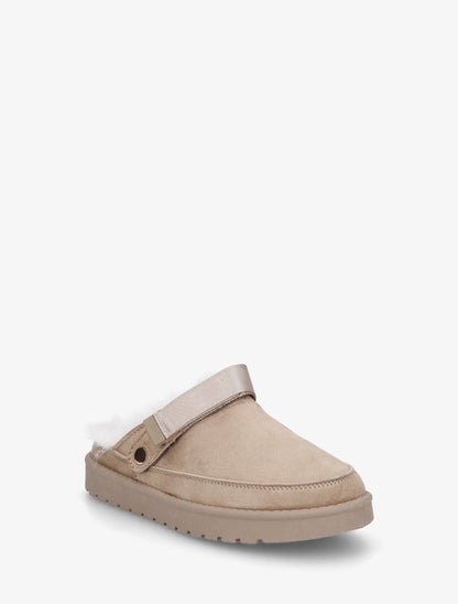Mules fourrées en suédine - Taupe - 2