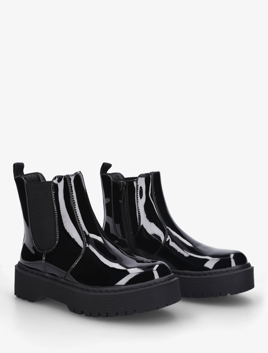 Bottines vernies style chelsea - Noir - 4