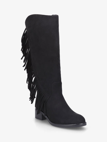 Bottes en suédine à franges - Noir - 2