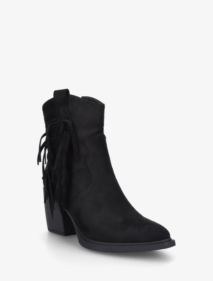 Bottines en suédine à bord à franges - Noir - 2
