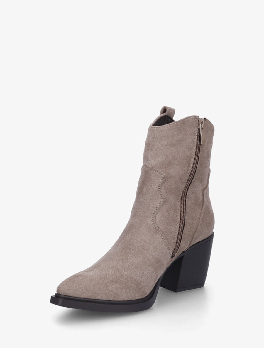 Bottines en suédine à bord à franges - Taupe - 3
