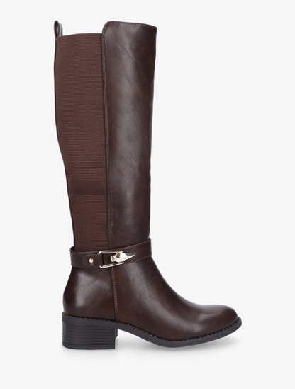 Bottes élastiquées à empiècement métallique - Marron - 1