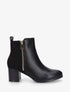 Bottines bimatière à zip décoratif - Noir - 1