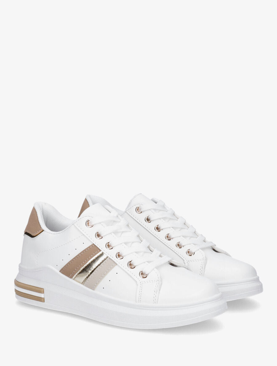 Tennis classiques à bandes - Beige - 4