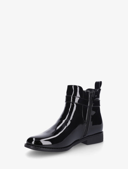 Bottines vernies en simili à cheville élastiquée - Noir - 3