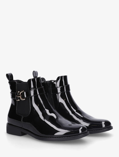 Bottines vernies en simili à cheville élastiquée - Noir - 4