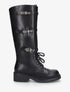 Bottes à lacets et triple sangles en simili - Noir - 1