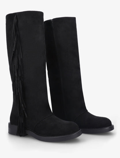 Bottes à franges en suédine - Noir - 4