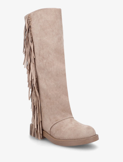 Bottes à franges en suédine - Taupe - 2