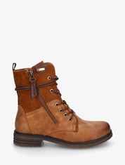Bottines bi-matière à contrefort imprimé croco - Camel - 1