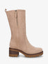 Bottines montantes en suédine à zip décoratif - Taupe - 1