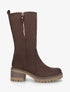 Bottines montantes en suédine à zip décoratif - Marron - 1