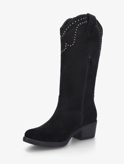Bottines montantes cloutées et à franges - Noir - 3