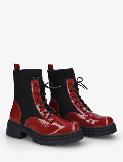 Bottines chaussettes et vernies - Rouge - 4