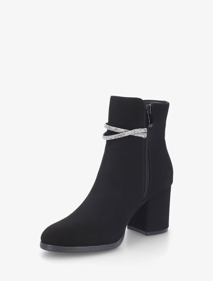 Bottines à empiècement bijou et strass - Noir - 3