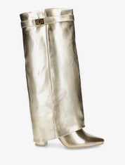 Bottes en simili à talon et revers - Or - 1