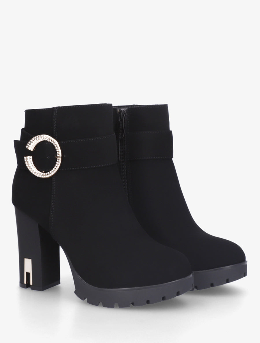 Bottines à empiècement bijou strassé - Noir - 4