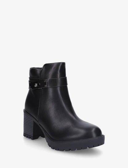 Bottines en simili à boucle décorative - Noir - 2
