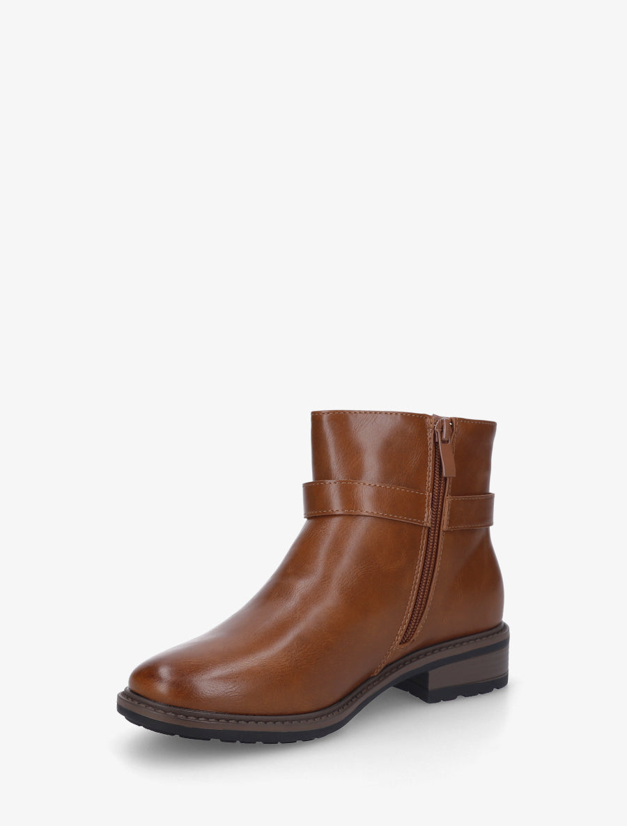 Bottines en simili à boucle décorative - Camel - 3