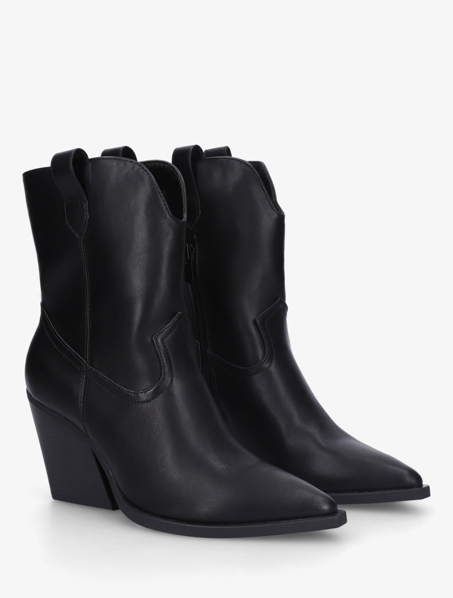 Bottines à talon bottier en simili - Noir - 4
