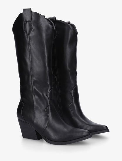 Bottes style santiags en simili - Noir - 4