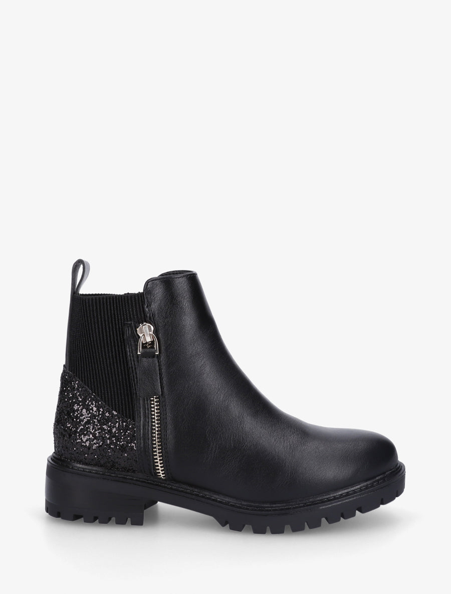 Bottines élastiquées à contrefort pailleté - Noir - 1