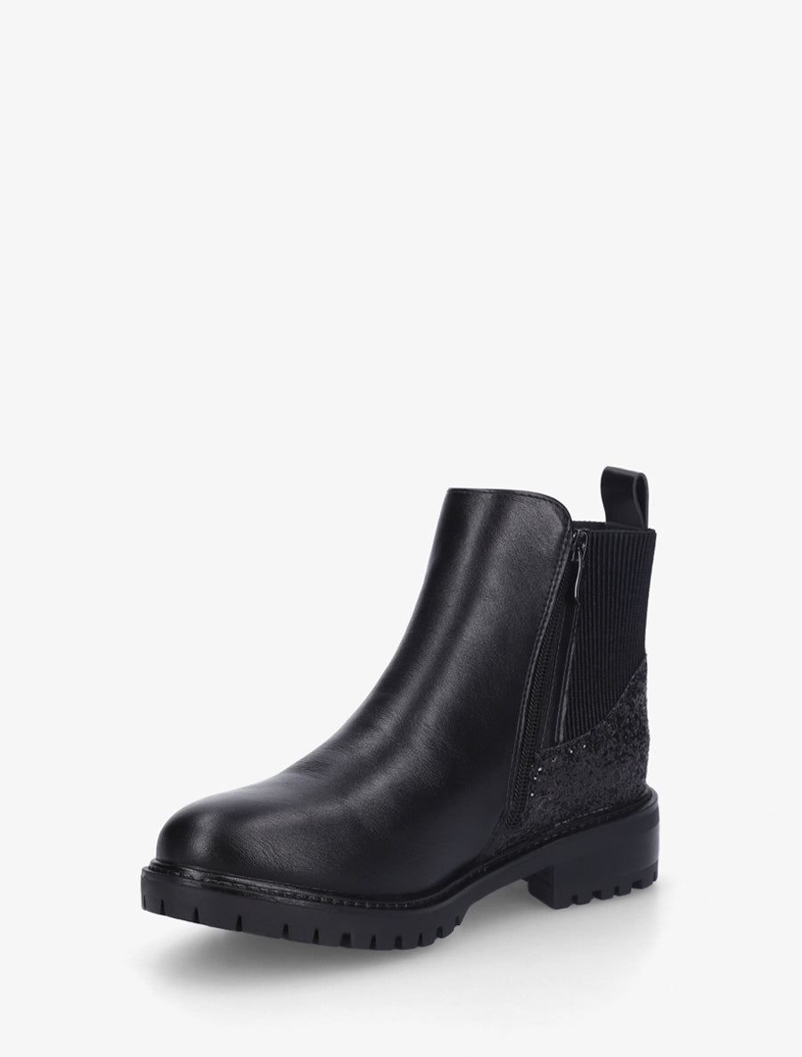 Bottines élastiquées à contrefort pailleté - Noir - 3