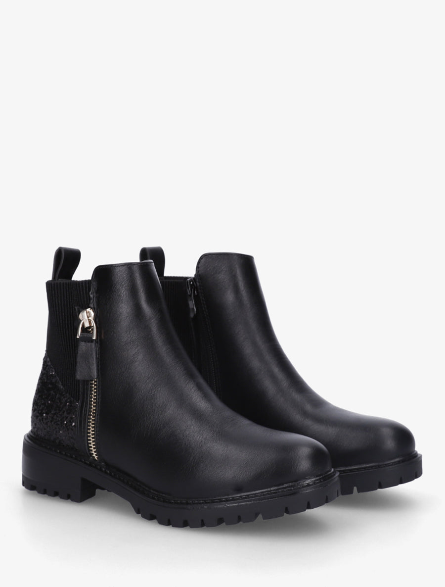 Bottines élastiquées à contrefort pailleté - Noir - 4