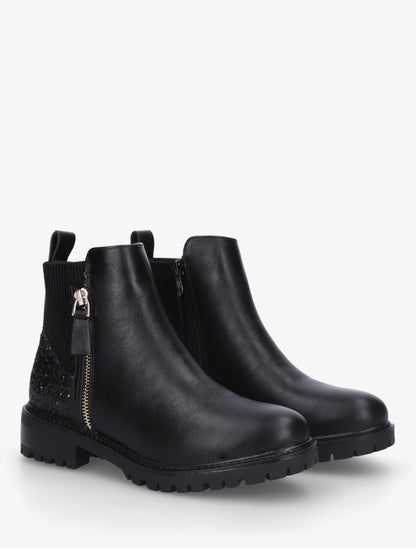 Bottines élastiquées à contrefort pailleté - Noir - 4