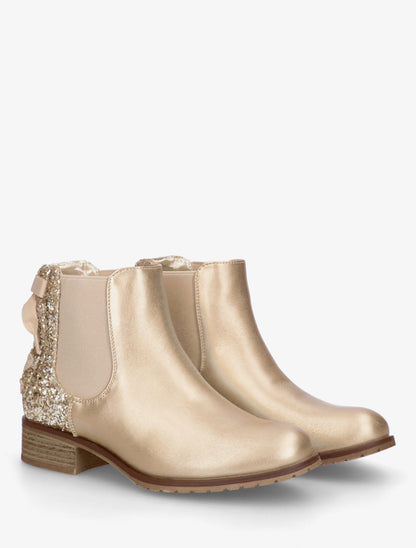 Bottines élastiquées à ruban style lacet - Or - 4