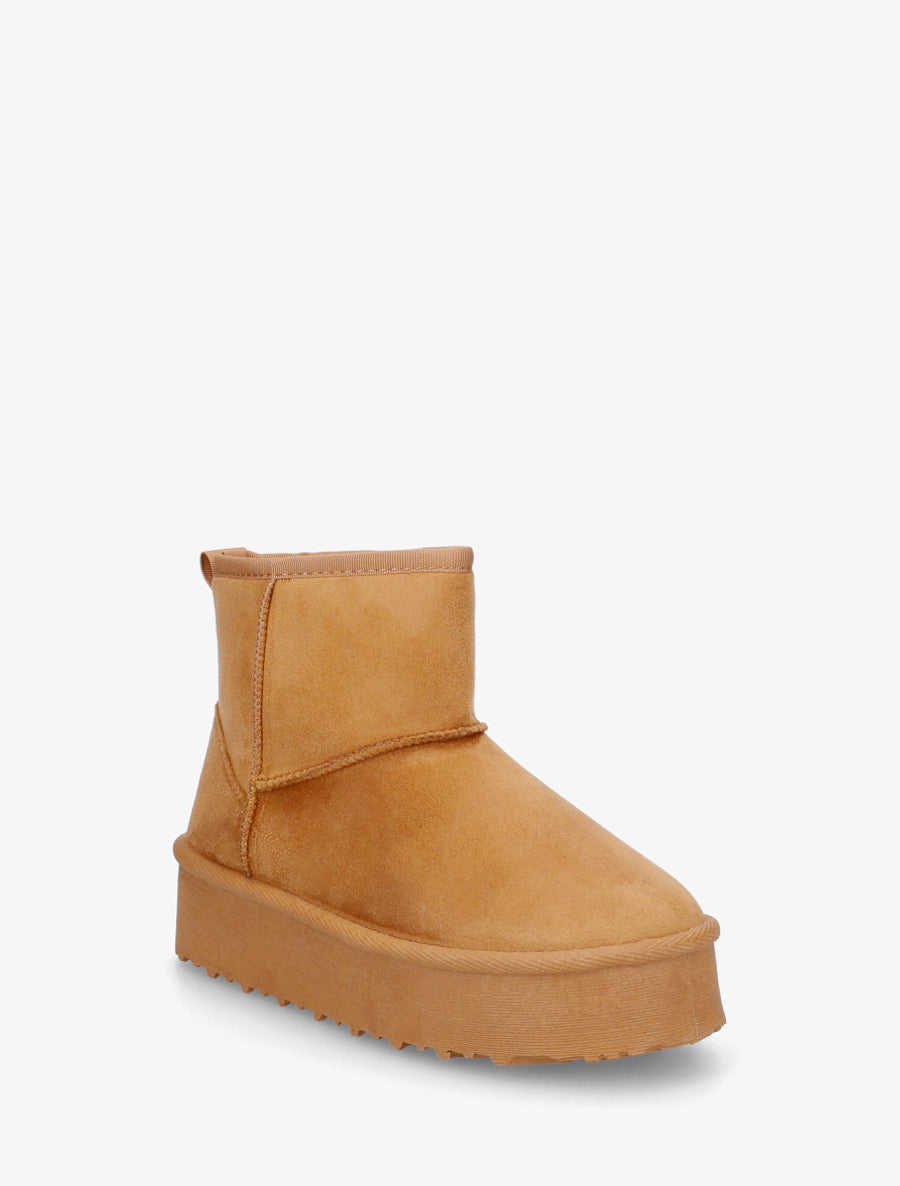 Boots fourrées en suédine - Camel - 2