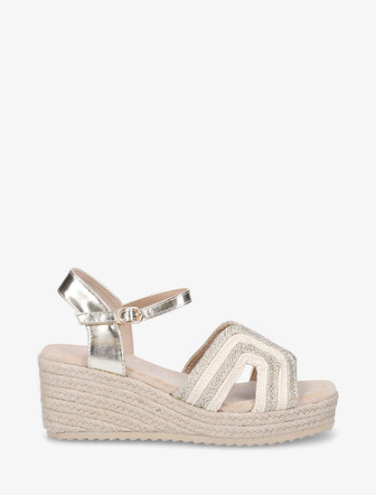 Sandales compensées à bride stylisée - Or - 1
