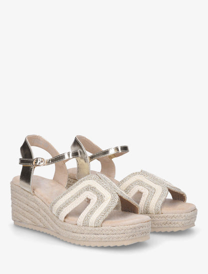 Sandales compensées à bride stylisée - Or - 4