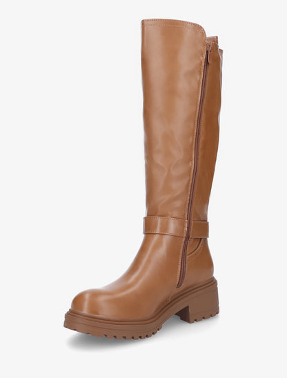 Bottes à boucle et semelle crantée - Camel - 3